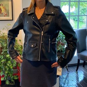 Vegan Leather Bomber Jacket